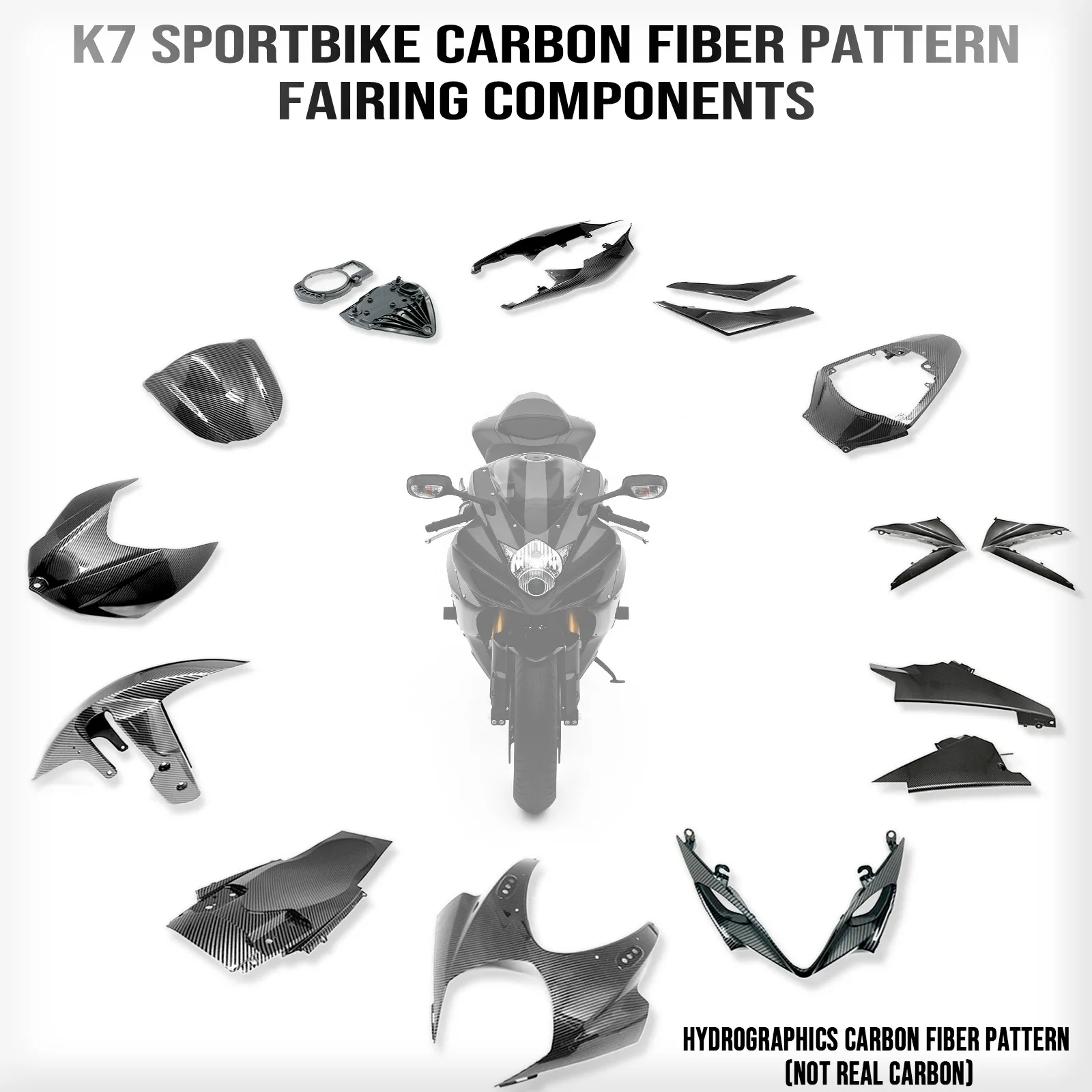 

Carbon Fiber Pattern Front Complete Bodywork Fender Fairing Cowls for suzuki gsxr1000 gsx-r1000 gsxr 1000 k7 2007 - 2008