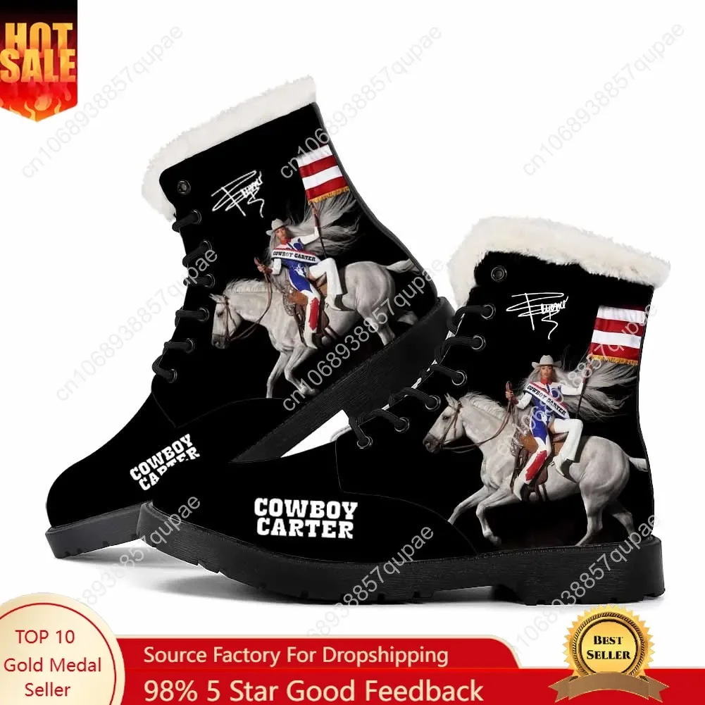 

Beyonce Plush Boots Rock Cowboy Carter Mens Womens Teenager Shoes Casual Boot Light Warm High Quality Couple Customize Shoe