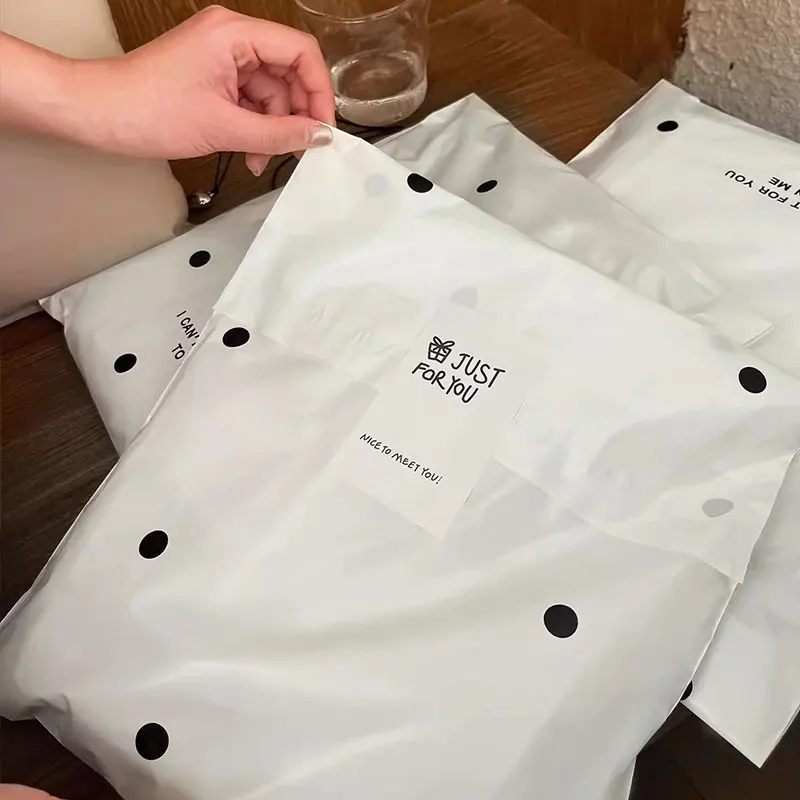 50Pcs White Dot Envelope Courier Bags Self Adhesive Poly Waterproof Clothing Shipping Delivery Parcel Ecommerce Mailing Bags