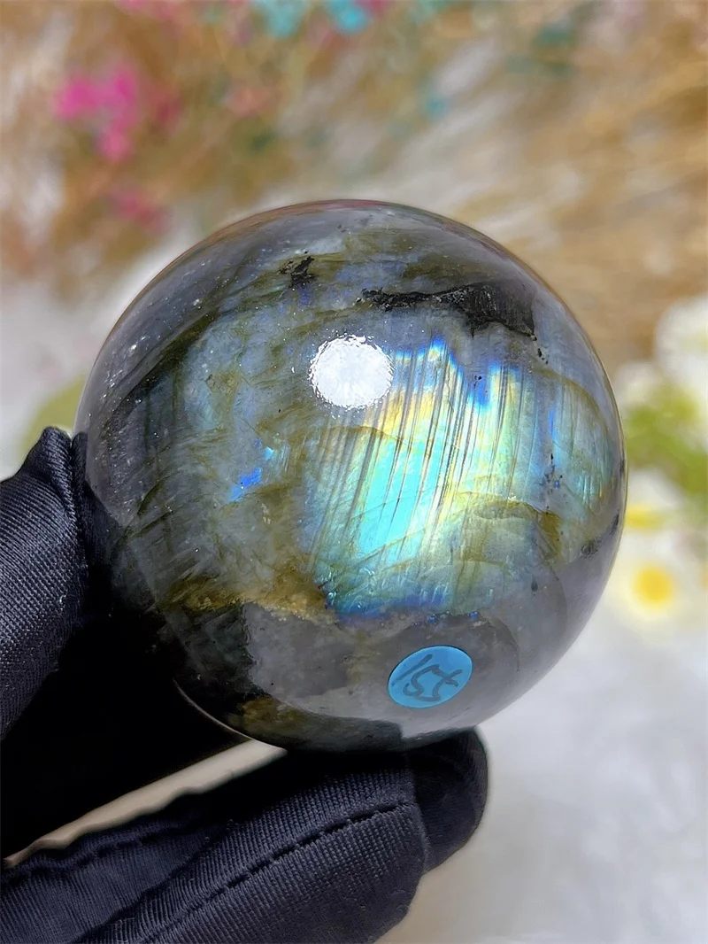 Natura Crystal Blue Labradorite SPhere With Rain Bow Free Form  Carving Reiki Healing Stone Home Decoration Exquisite Gift