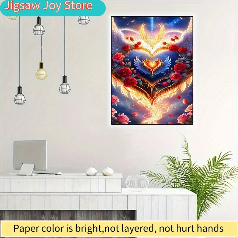 ปริศนากระดาษ DIY, หัวใจในฝัน, กุหลาบ, ปีก ปริศนาสำหรับผู้ใหญ่, เหมาะสำหรับตกแต่งห้องนอน, ปริศนาเดทสุดโรแมนติก, ปริศนาของขวัญสำหรับคู่รัก