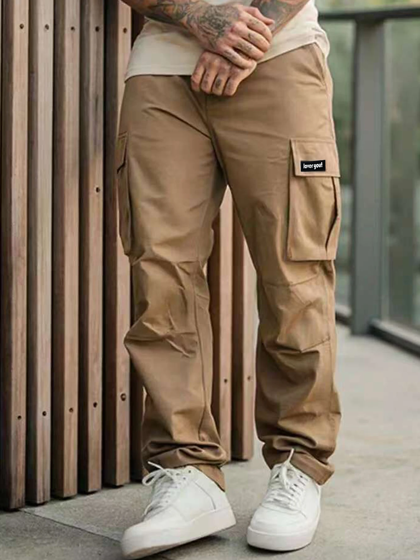 Autumn New Men's Large Size Workwear with Extra Fat and Enlarged Stereo Pocket Overalls, Twill Fabric, Micro-Elastic, Comfortable, Fashionable and Versatile Straight Pants, Suitable for Casual Outings and Work, Versatile