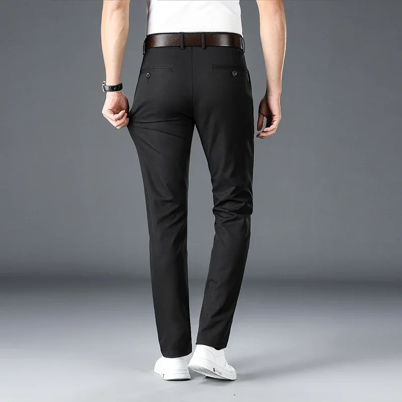 Calça casual slim fit masculina, calça formal, moda chinesa, roupas de marca masculina, primavera, outono, plus size 30-40, 2023