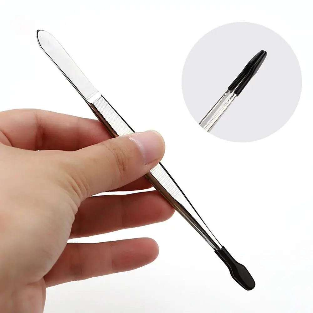 Stainless Steel Tweezers With Rubber Tips Non Marring Long Bent Tweezers PVC Coated Soft Rubber Flat Tips Tweezers Tools