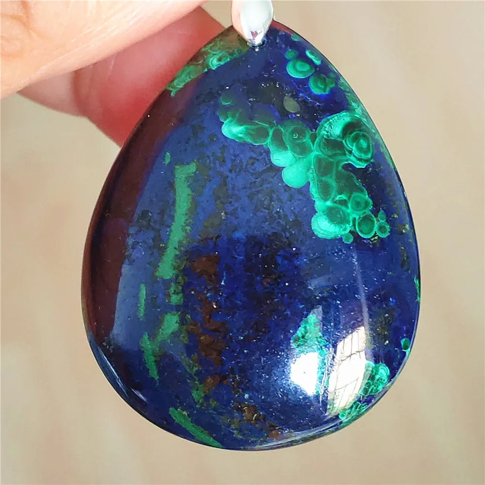 Natural Green Blue Malachite Lapis Lazuli Azurite Pendant Necklace Rare Women Men Bead Water Drop Jewelry AAAAAA