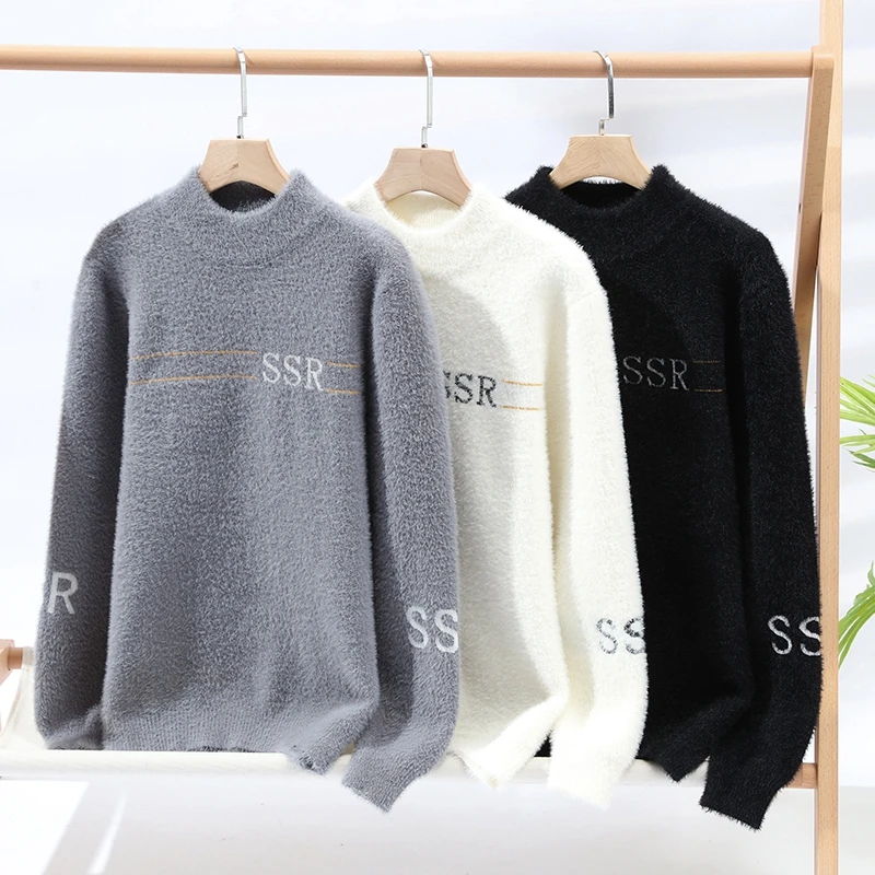 2023 Winter High-Quality Fashion Round Neck Sweater Men's Casual Loose Warm Sweaters Men Comfortable pullovers male size M-3XL