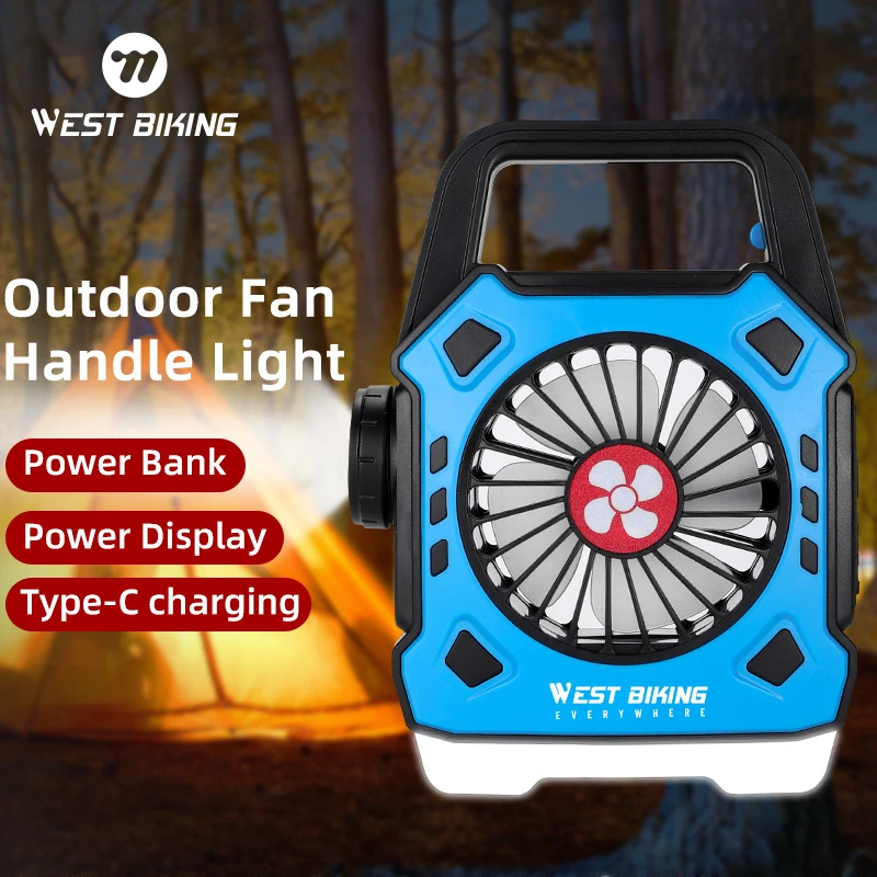 

WEST BIKING Camping Tent Fan Multifunctional Rechargeable Desktop Fan USB Outdoor Ceiling Fan With LED Light Lamp Outdoor Gadget