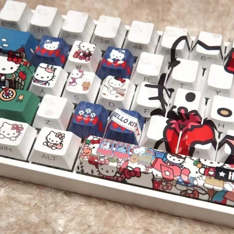 Sanrio Kawaii hello kitty Cinnamoroll Keycaps PBT Mechanical Keyboard Key Caps Cute Keyboard Accessories New Year's Day gift