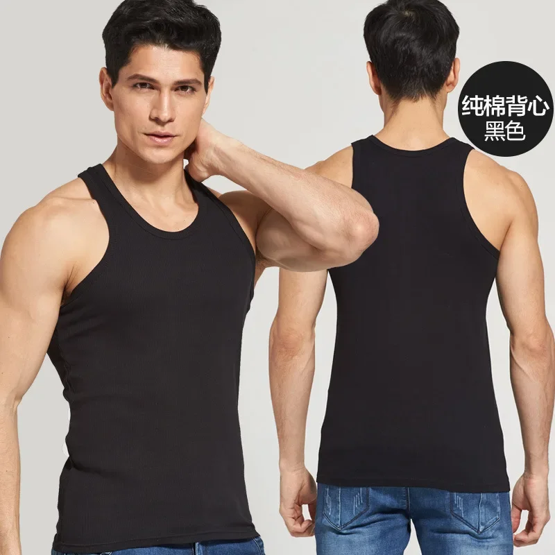 HOT Sale Men's Casual Tank Tops Summer Bodybuilding Sleeveless Vest Square Collar Fashion Male Tees Workout Vest Factory Outlet image 2