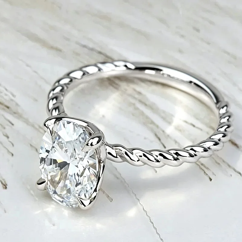 3 Karat Oval Geschliffener Laborgezüchteter Diamant-Verlobungsring EF VS-VVS IGI-Zertifiziert Platin 950 Solitär Braut Hochzeitsgeschenk Ring für Frauen – Detail 8