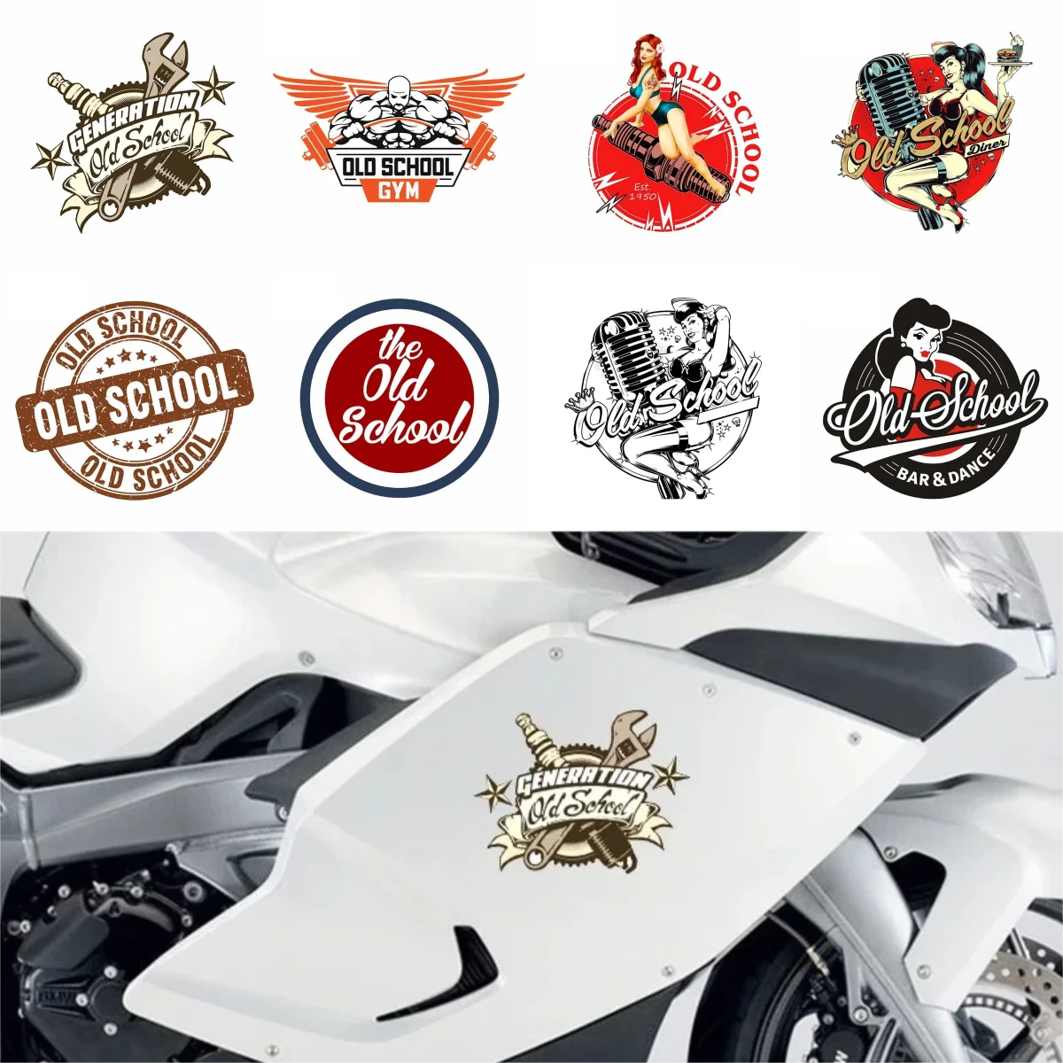 

Retro Motorcycle Decals Waterproof Vinyl Stickers for Van RV Rear Window - Scratch Resistant Car Accessories