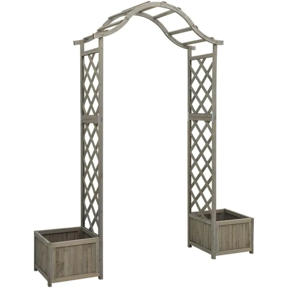 

Garden Arch with Planters, Arch Trellis, Wooden Pergola, for Climbing Plants Weddings Parties, Sturdy Construction