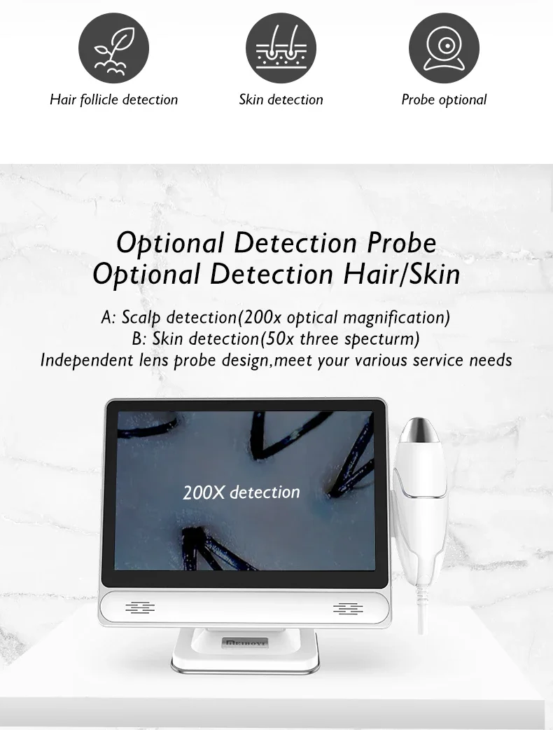 2024 Hot Selling skin and scalp analysis Detector Hair Analyzer Scanner Machine With 2 magnifications & 11 Inches Online