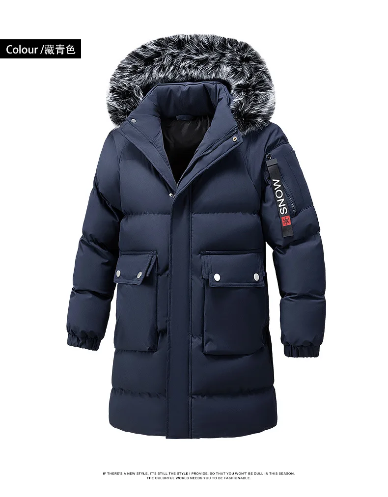 Winter Men's Hooded Jacket Large Fur Collar Thick Warm Cotton Coat Medium-Length Versatile Windproof Fashionable Workwear