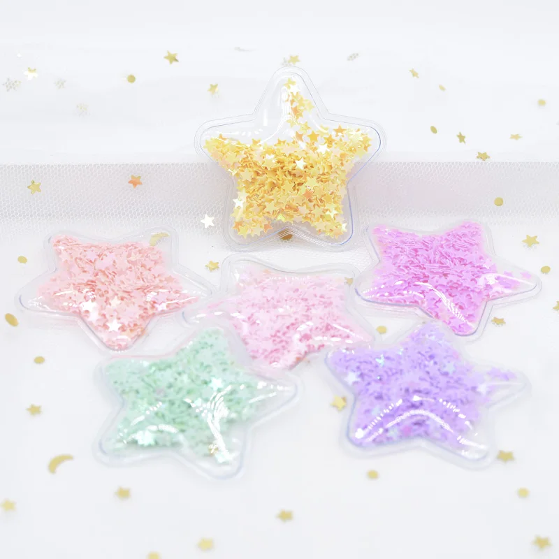 12Pcs 50mm riempimento paillettes Shinng Appliques patch stella per abbigliamento artigianato Cake Topper Decor clip di capelli fai da te ornamento