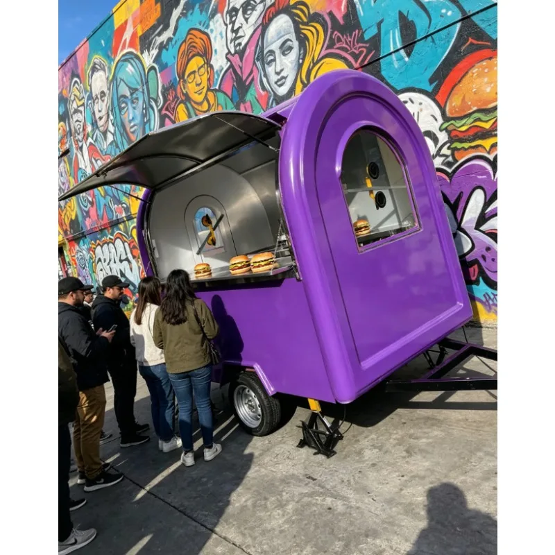 Mobile Catering Juice Beer Bar Food Trailer Fully Equipped Custom Coffee Ice Cream Burger Pizza BBQ Fast Food Truck Stainless