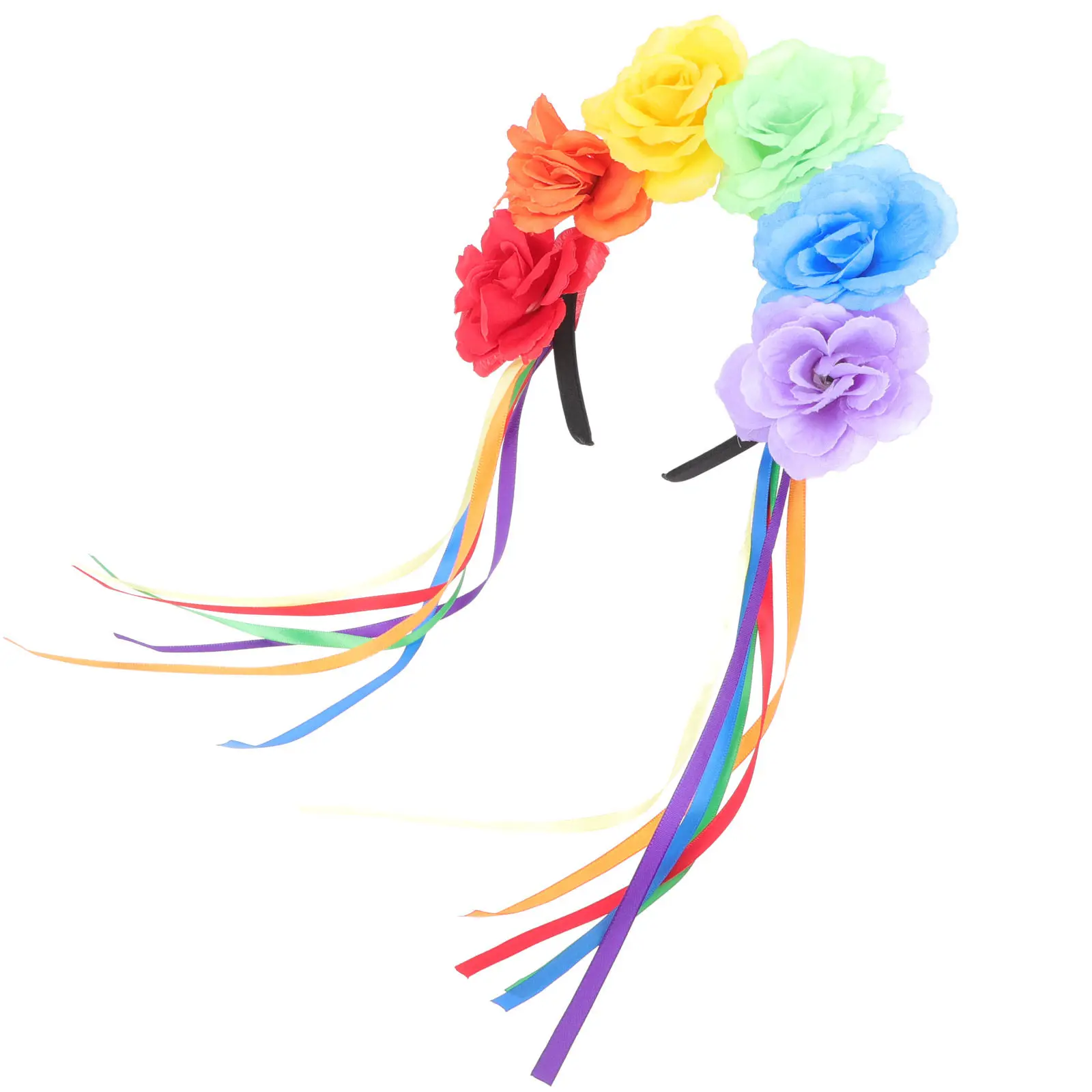 

1 шт. Цветочная повязка на голову для месяца гордости, с дизайном радужных роз, удобный головной убор для женщин и девочек, реквизит для вечеринок и фотосессий