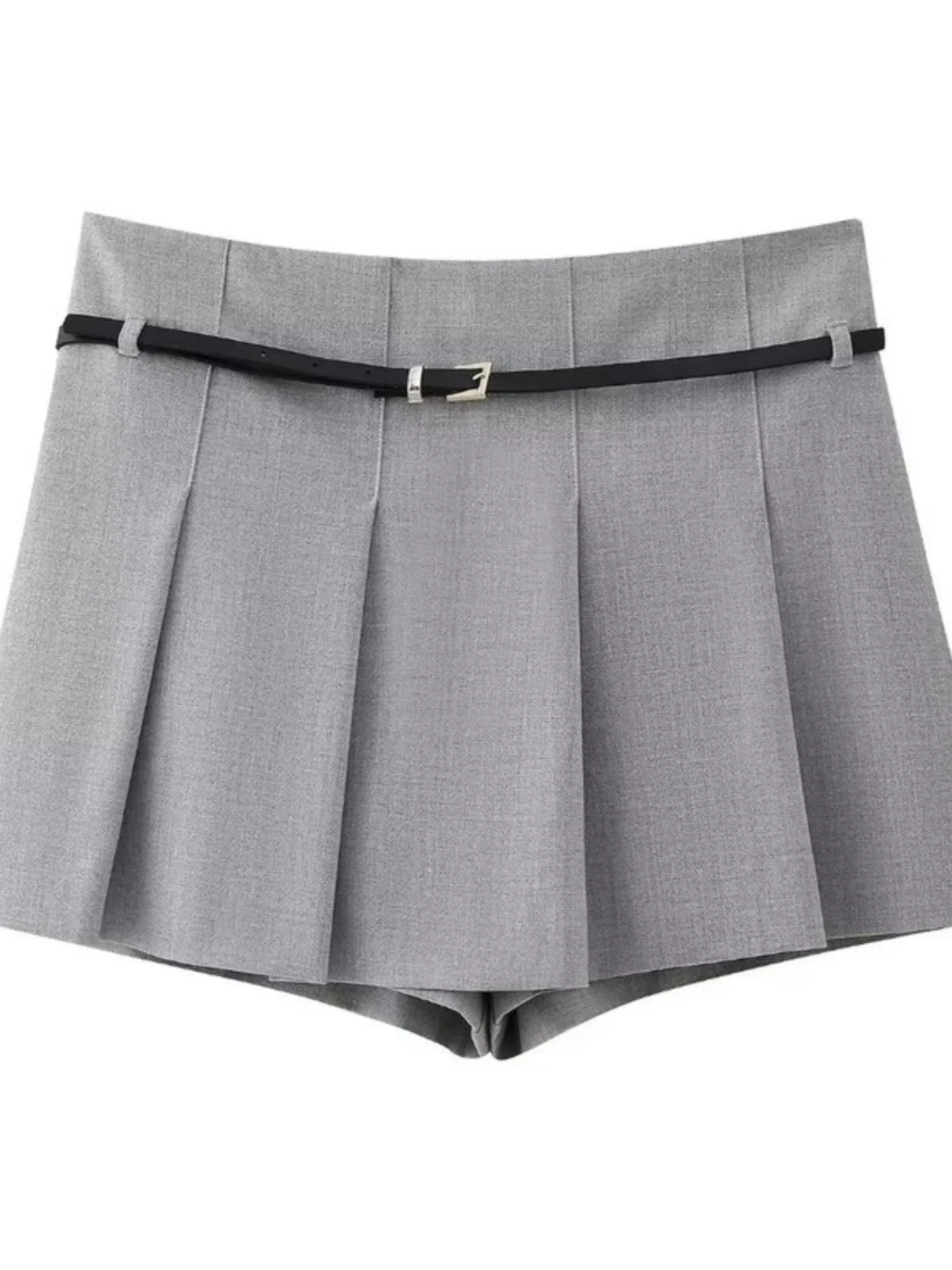 Plones Falda de Cintura Alta Versátiles y Adeazantes para Mujer, Primavera 2024, con Cinturón, Pliegues Anchos, Estilo ...