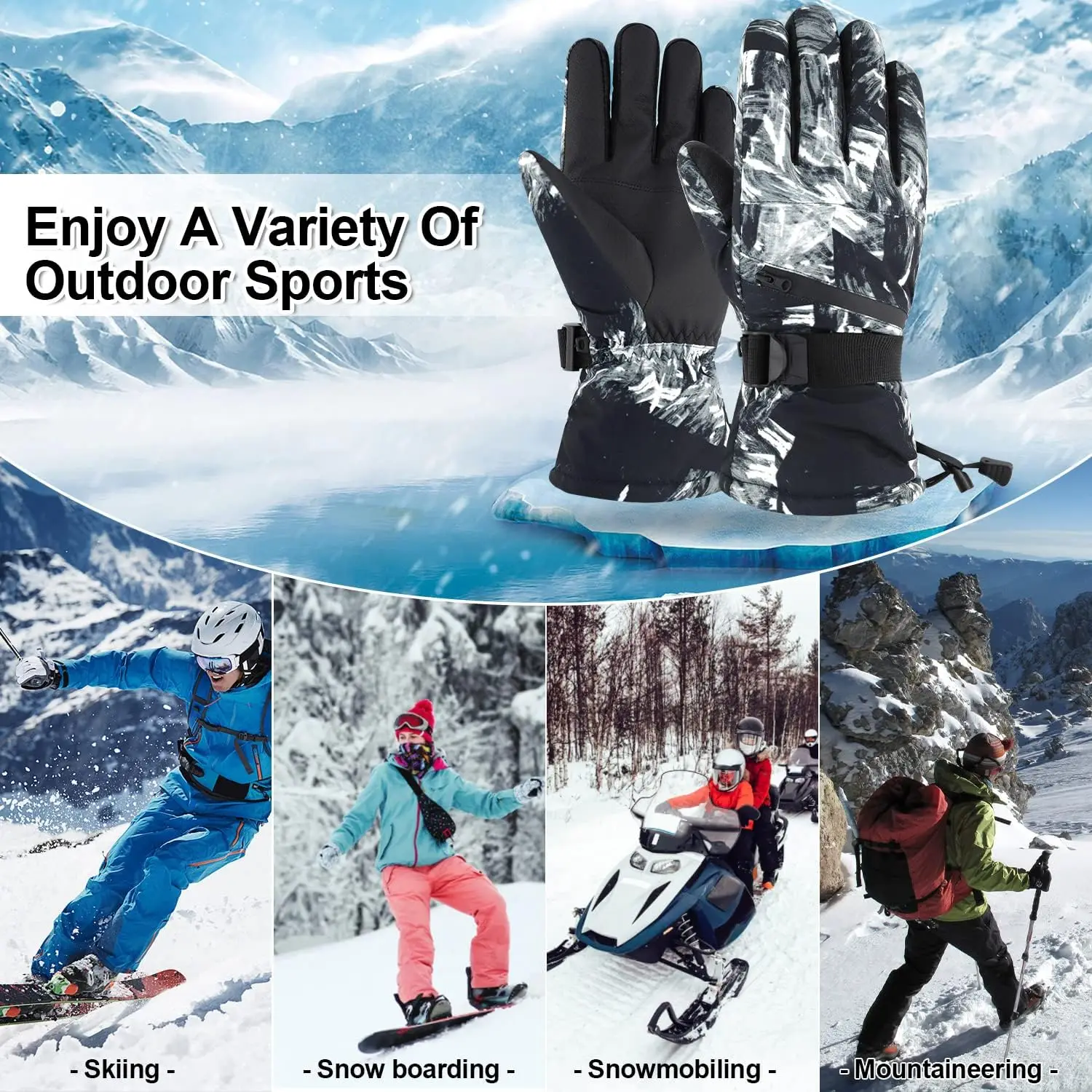 Skihandschoenen, Waterdichte Sneeuwhandschoenen-30 ℃ Winterhandschoenen Voor Koud Weer Touchscreen Snowboard Handschoenen Warm Voor Mannen Vrouwen