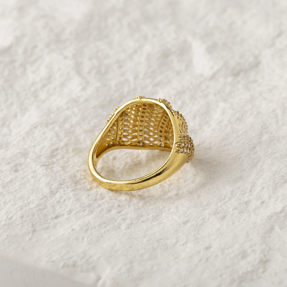 LUIZADA Vintage Türkische Fingerringe Frauen Runde Kristall Caesar Ring Gold Farbe Ethnische Hochzeit Schmuck Ring – Detail 11