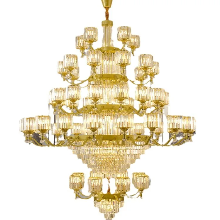 

Duplex building, villa, large chandelier, living room, crystal, light luxury, luxury, hall, high ceiling, hollow