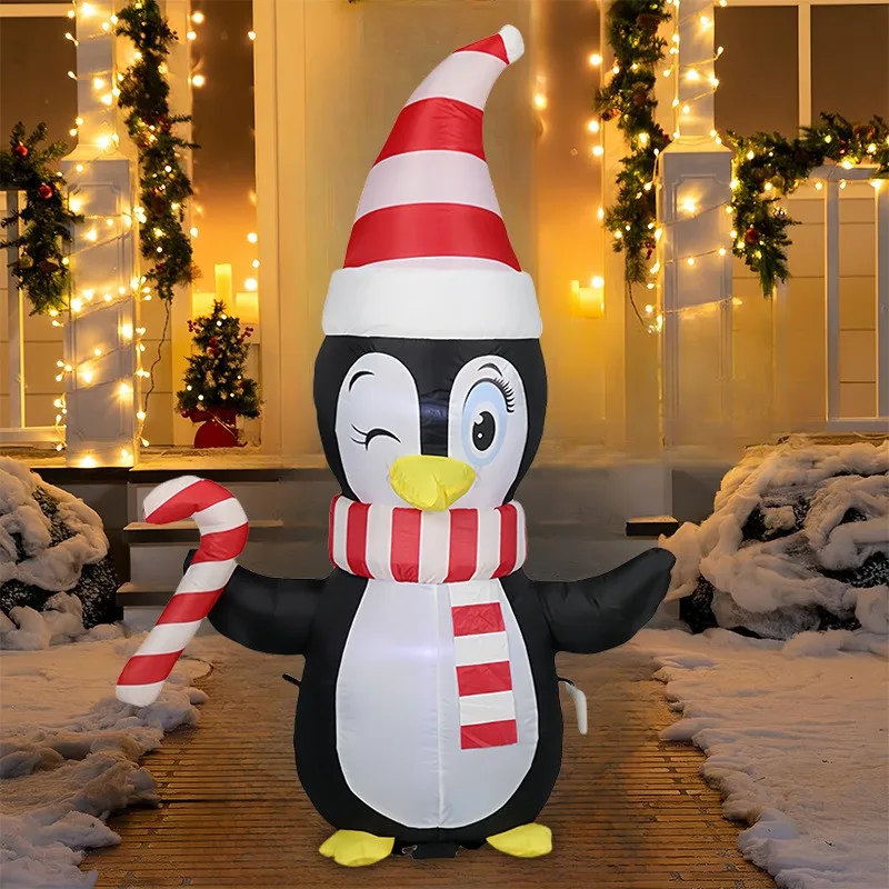 Inflatable Penguin Balloon, Air Model, Outdoor Party Lawn, Rotating Lights, Patio Christmas Decorations, New, 1.5m, 1.8m