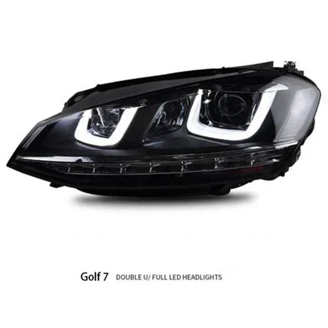 Headlight assembly 7.5 modified double U xenon LED daytime running lights automatic lens for 14-20 models Golf 7 GTI version