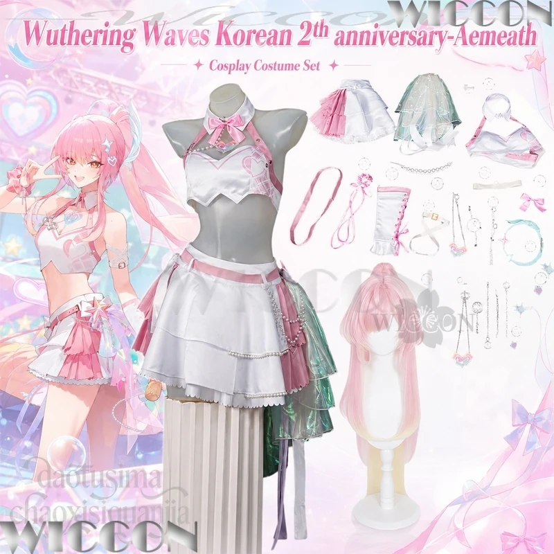 aemeath-cosplay-anime-game-wuthering-waves-korean-2th-anniversary-costume-kawaii-idol-uniform-dress-sweet-lolita-wigs-halloween