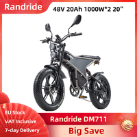Randride DM711 Electric Bike 2x1000W Dual Motor 48V 20Ah Max Speed 50 km/h CST 20*4.0 Inch Fat Tires Electric Bicycle E-bike