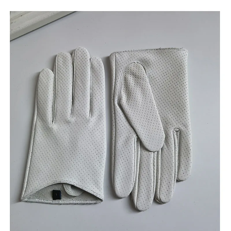 Men's Fashion Genuine Leather Winter Warm White Breathable Sheepskin Short Gloves Mittens Full Finger sporting Gloves