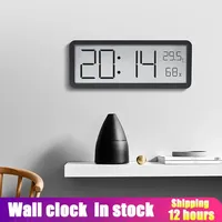 LCD Screen Digital Wall Clock Time Temperature Humidity Display Electronic Clock Hanging Desktop Digital Clock Battery Powered