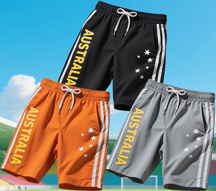 

Новые быстросохнущие дышащие повседневные шорты для детей и взрослых с австралийскими элементами, спортивные пляжные штаны для серфинга на открытом воздухе с 3D принтом
