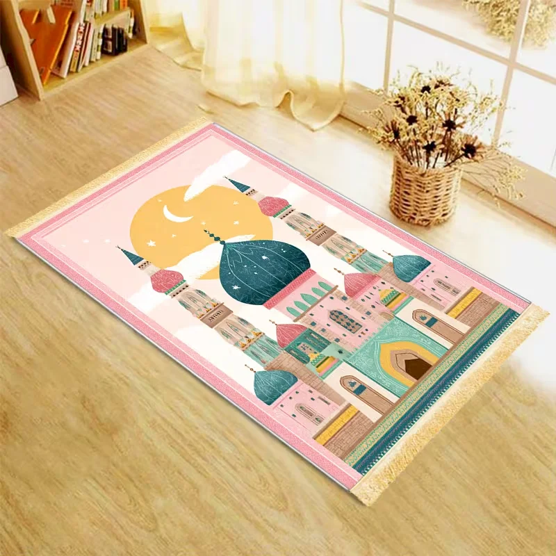 VIKAMA Pink Rainbow Castle Mat - Kids Outdoor Area review and price