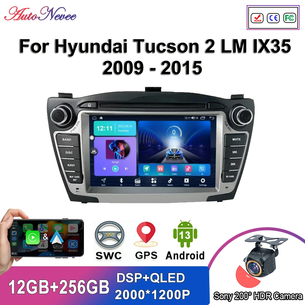 

Android 13 Car Radio Stereo Navigation Carplay Bluetooth For Hyundai Tucson 2 LM IX35 2009-2015 WIFI 4G GPS DPS Wifi Dash Cam 2K