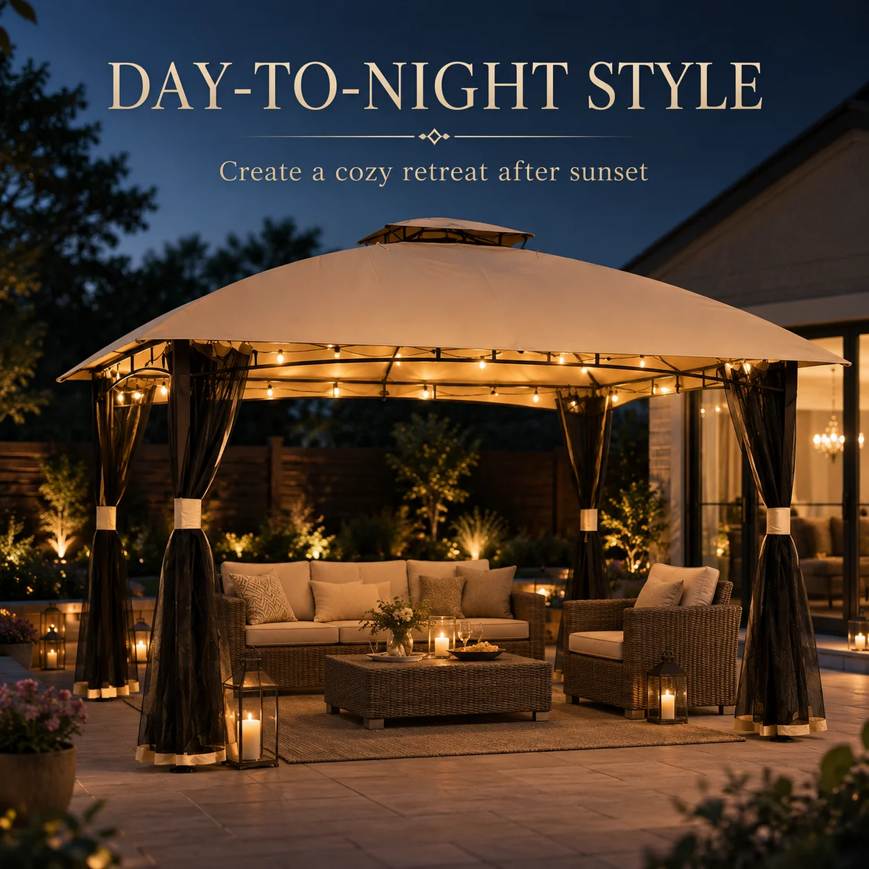 #10x10ft Elegant Arched Top Metal Gazebo Double Roof Design Ventilated Canopy for Poolside Wholesale Factory Pro