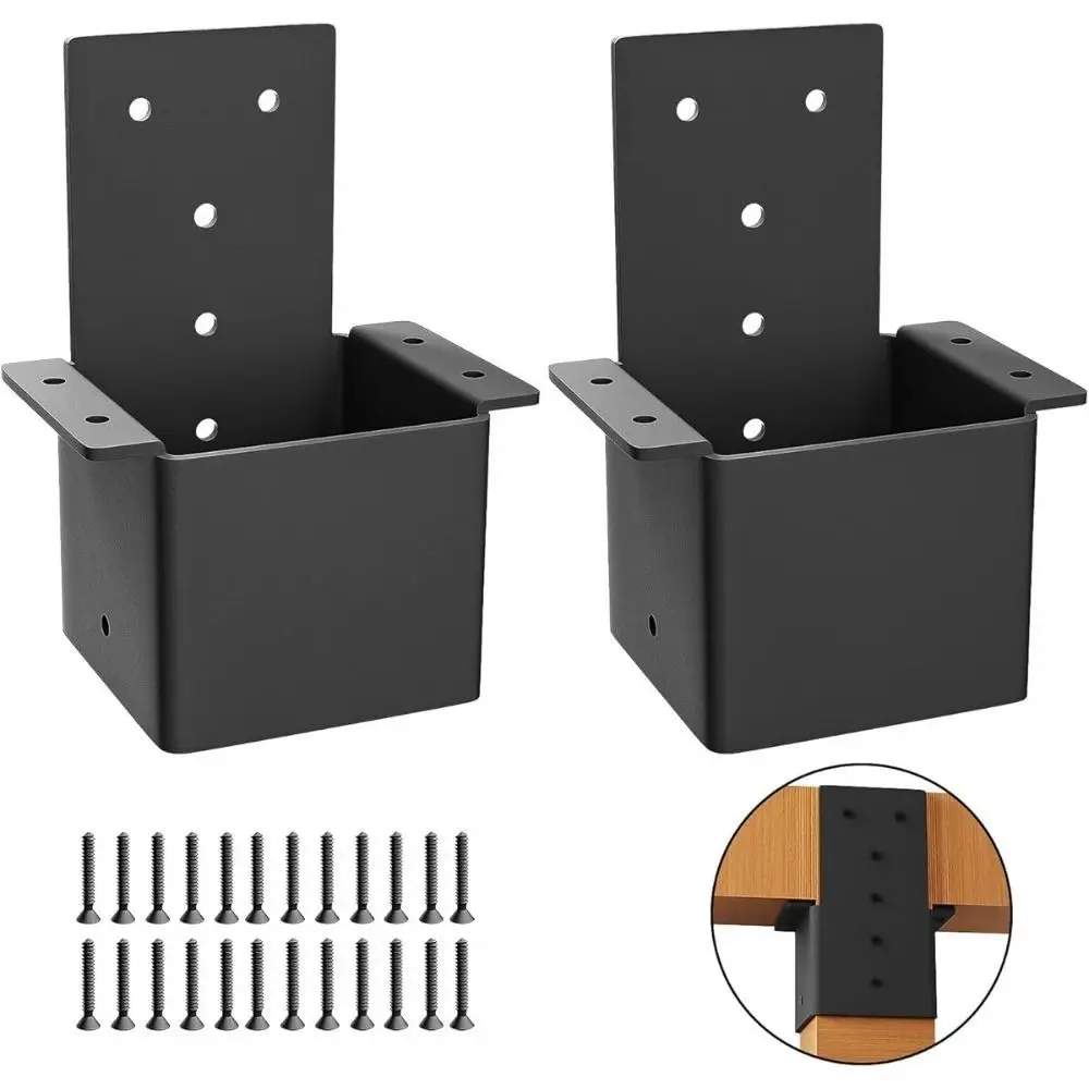 Durable Black Pergola Bracket Metal Wall Mounted Fashionable Metal Bracket Heavy Duty Durable Deck Railing Connector Outdoor