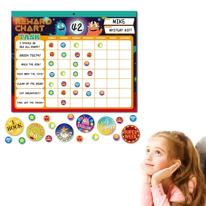 Behavior Reward Chart with 26 Chore Charts 2280 Stickers and 48 Motivational Stickers for Kids Magnetic Routine Chart