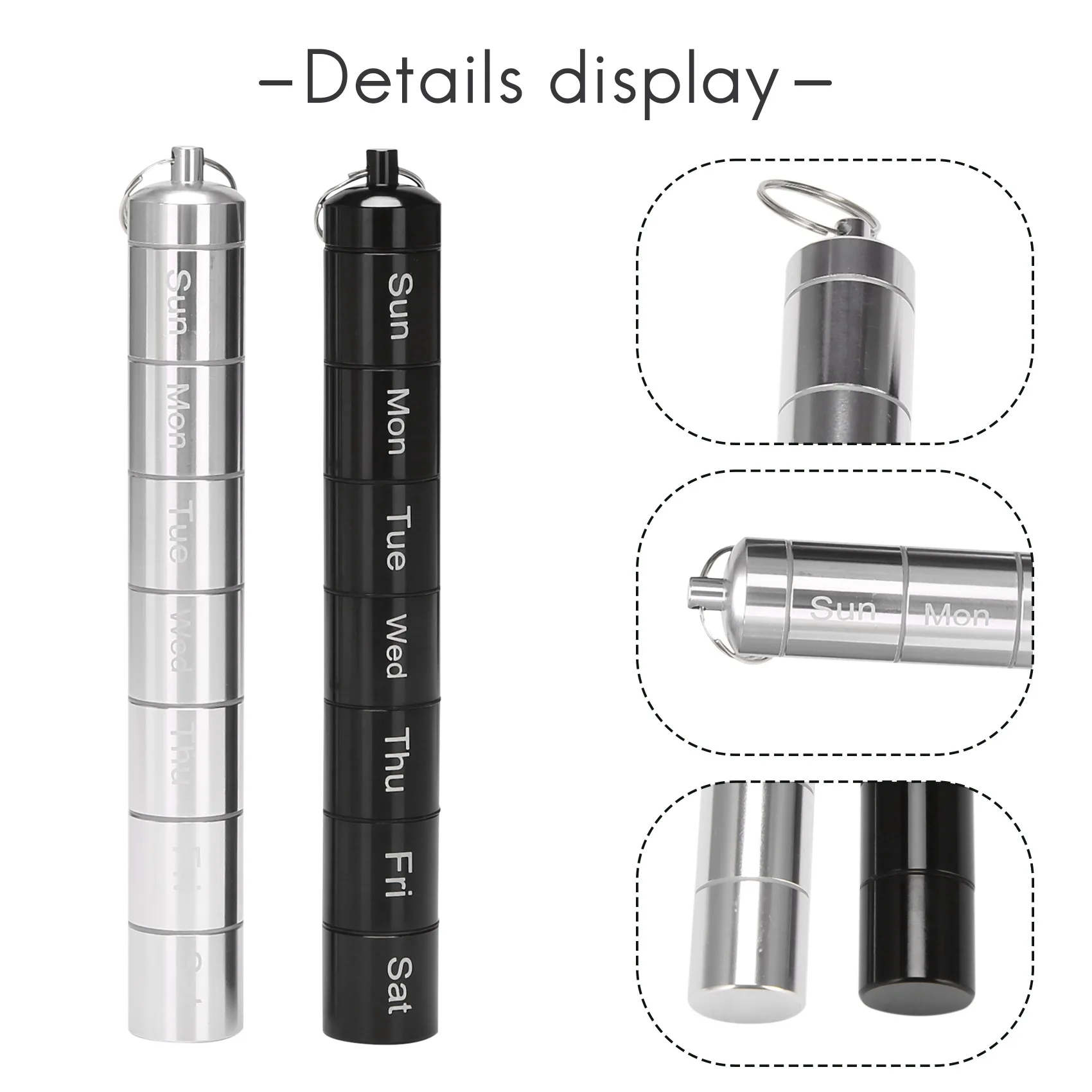 منظم صندوق حبوب الدواء المعدني، منظم حبوب الدواء لمدة 7 أيام، علبة دواء لحامل حبوب المفاتيح في حالات الطوارئ المقاومة للماء قطعتان