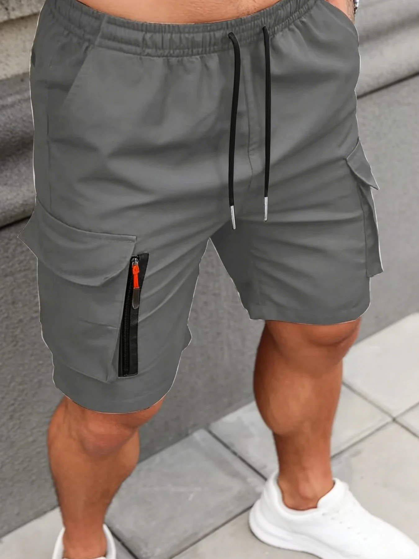 Men's Casual Shorts — Woven, Non-Stretch Fabric — Soft & Comfortable — Simple Solid Color Design — Ideal for Outdoor Jogging — M view 5