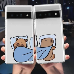 Cute Cartoon Capybara Clear Phone Case For Google Pixel 8Pro 7 8 6 6A 7A Lovely Animal Soft Silicone Cover For Google Pixel 8A