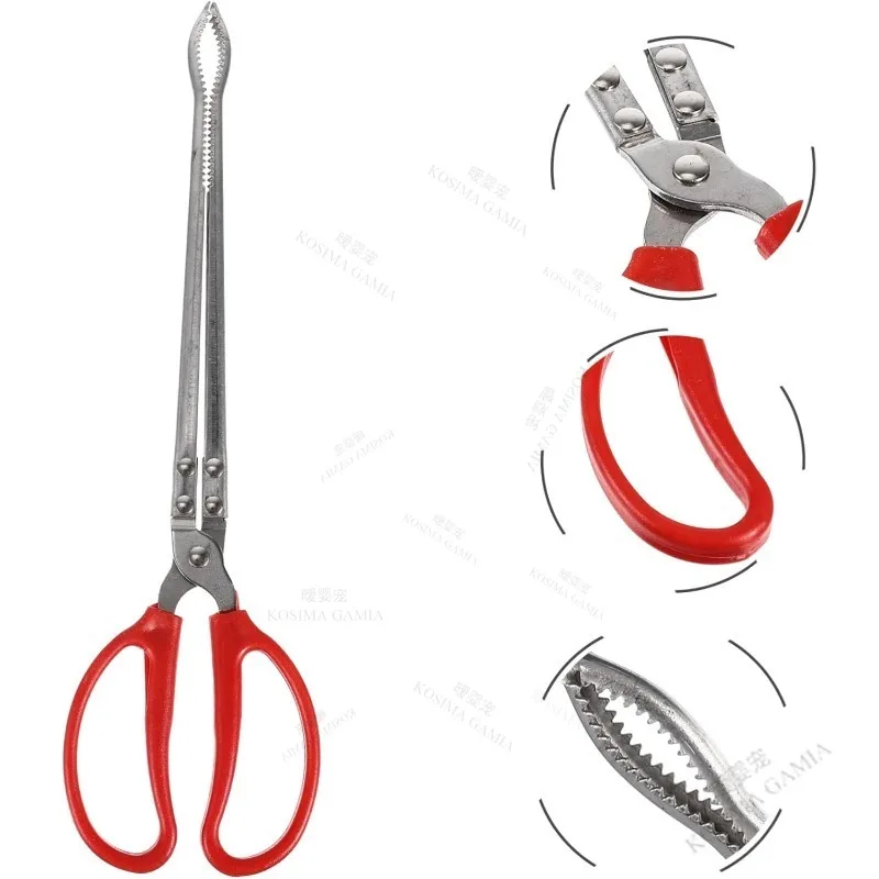 Pinzas profesionales para basura de colores, antideslizantes, de mango largo, para exteriores, para capturar cangrejos y peces, resistentes al óxido.