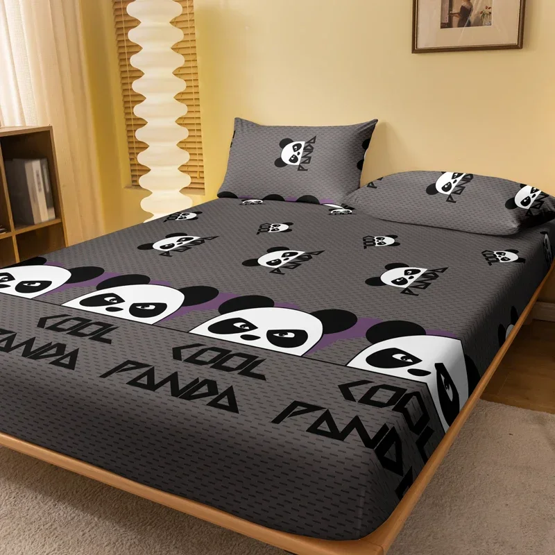1 Cartoon-Spannbettlaken mit niedlichem Tier-Panda-Aufdruck, Bettdecke mit Aufdruck im Schlafzimmer, Bettwäsche (ohne Kissenbezüge)