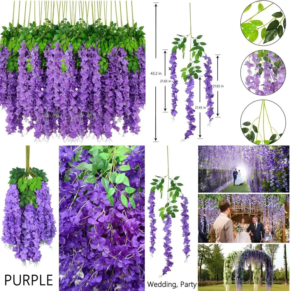 

Искусственная гирлянда из глицинии длиной 3,6 фута (108 элементов) для подвесного декора - идеально подходит для дома, вечеринок, свадеб