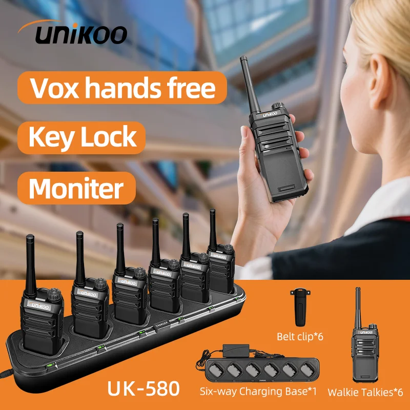 

UNIKOO UK580 6PCS Wholesale 5KM Long Range Walkie Talkie Two Way Radio Channel 16 Self-driving Travelling Restaurant