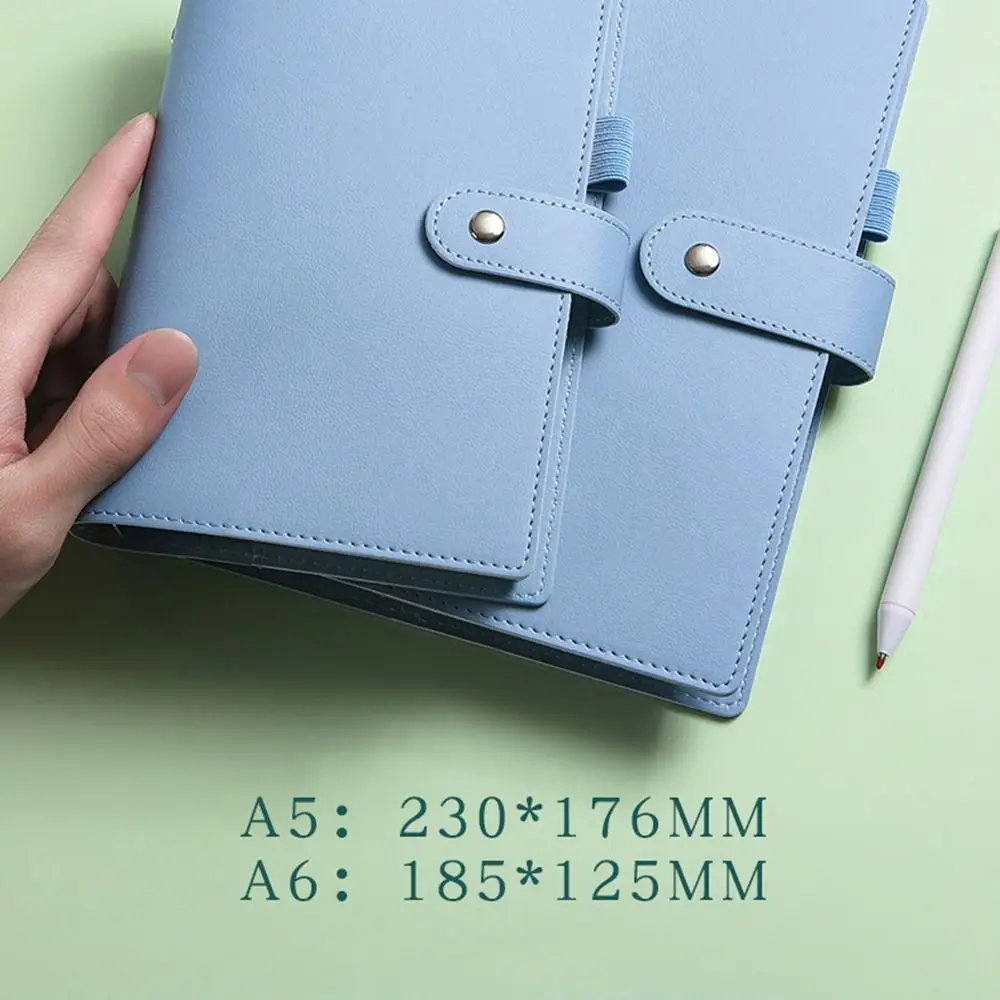 PU Leather A5/A6 Binder Notebook Cover Macaroon Color Refillable Loose Leaf Notebook Cover with Pen Loop 6 Ring Binder