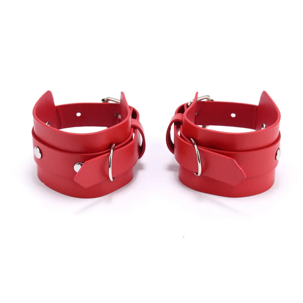 2Pcs Pu Leather Handcuffs Ankle Chains For Women Non-damaging Sexy Student Costume SM Sex Toys for Woman Couples Product