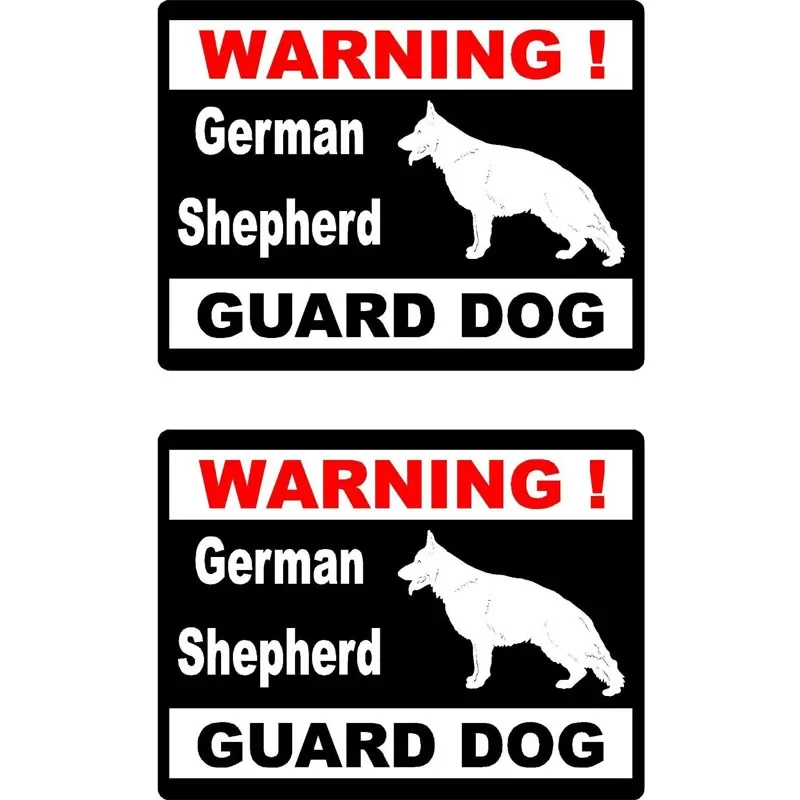 

Car Sticker 2x Cartoon WARNING German Shepherd Guard Dog Retro-reflective Pvc Decals Car Window Stickers 16cm*12cm