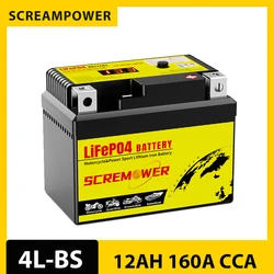 4L-BS 12V 2Ah Lithium Motorcycle Battery 160CCA LifePo4 Rechargeable Battery for Motorcycles, ATVs,Scooters