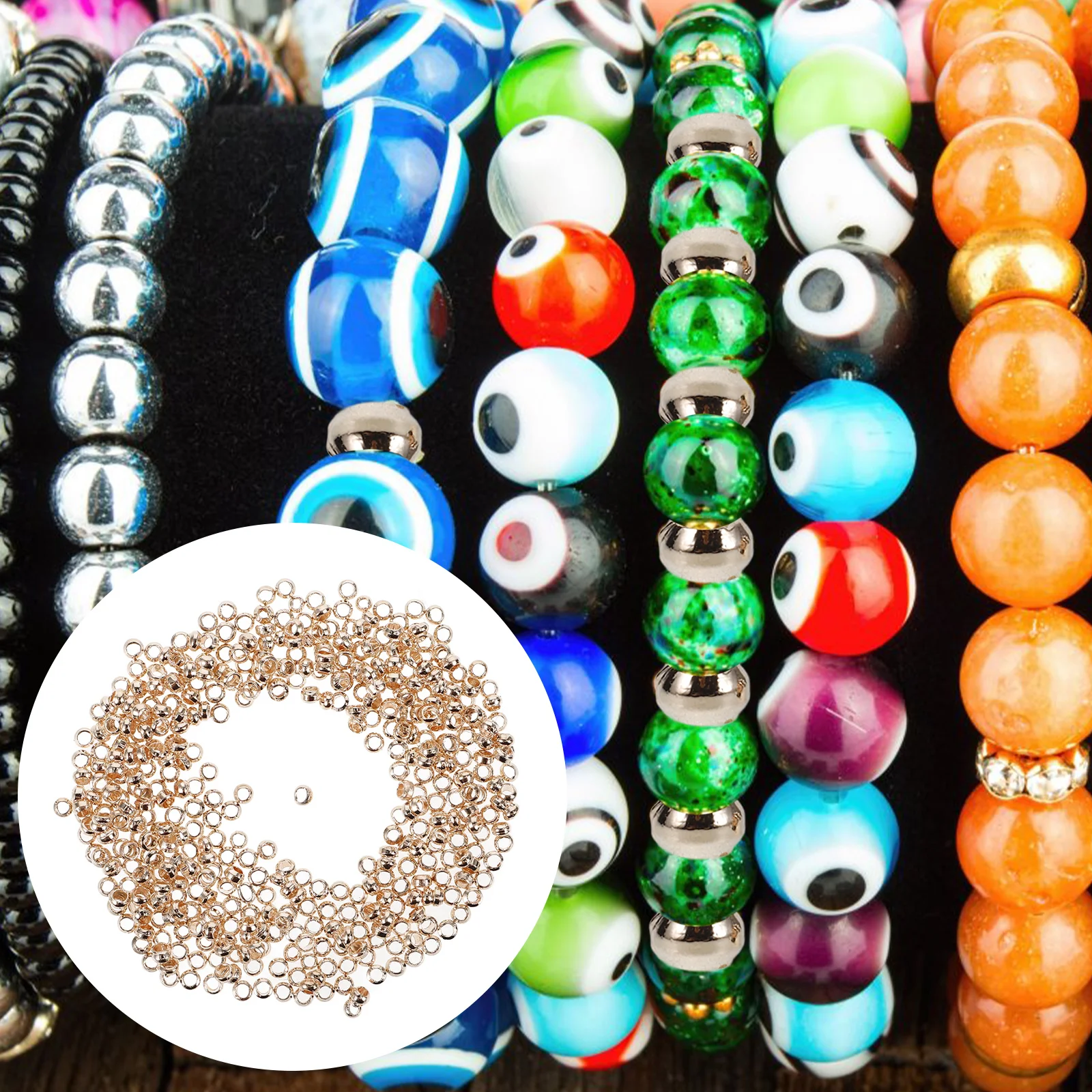 

500 Pcs Beads Gold-wrapped Copper Alloy Spacer Letter Bracelet Jewelry Diy Rose Bracelets Making