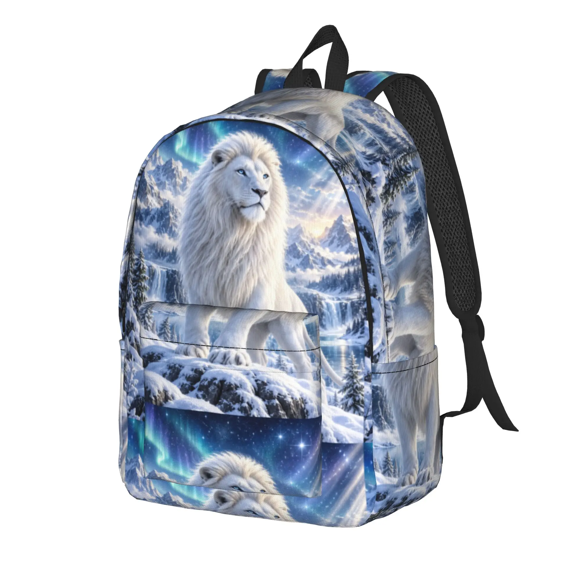 White Lion Single Digital Printed Backpack  Sport Backpacks Women Style School Bags Designer Lightweight Rucksack